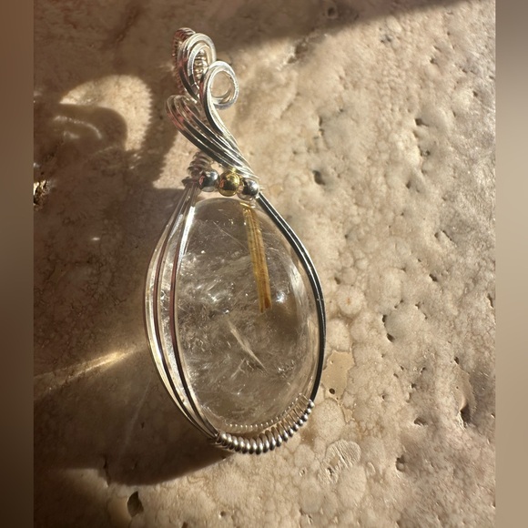 Sterling Silver Rutilated Quartz Necklace Pendant - Picture 8 of 8